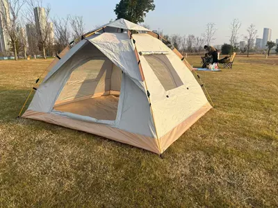 Avtomobil dam çadırları: Portable Beach Camping Single-Person Hiking - two-doors-and-two-windows-yellow-base-2-3-people-tent