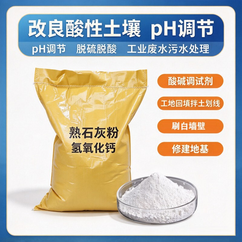 High-Purity Calcium Hydroxide Powder, Calcium Hydroxide, and Lime Are Used to Improve Soil, Mix Soil on Construction Sites, Backfill, Mark Lines, and Construct Foundations High-Purity Calcium Hydroxide Powder, Calcium Hydroxide, and Lime Are Used to Improve Soil, Mix Soil on Construction Sites, Backfill, Mark Lines, and Construct Foundations