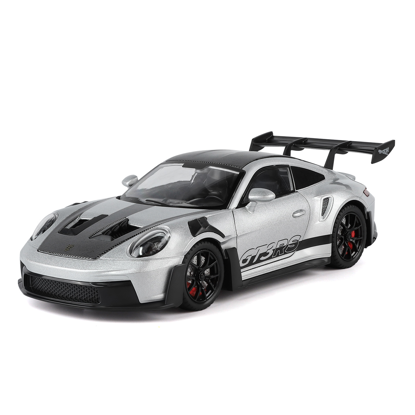1: 24 Baoji GT3RS aleación coche deportivo modelo de retroalimentación de sonido y luz pista de carreras de supercarrera decoración de mesa para niños juguetes de puzzle