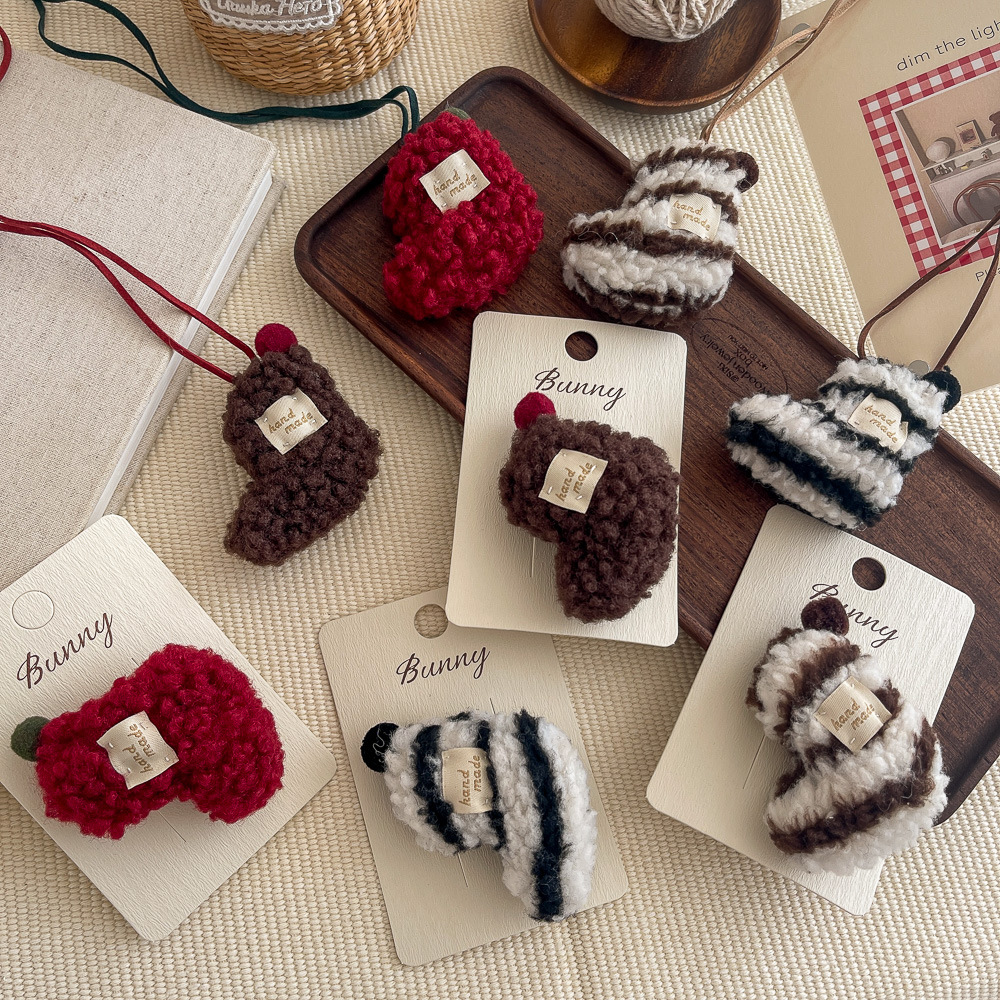 Autumn and Winter Christmas Lamb Wool Small Socks Hairpin Ornaments Girly Cute Versatile Accessories Forehead Bangs Clip