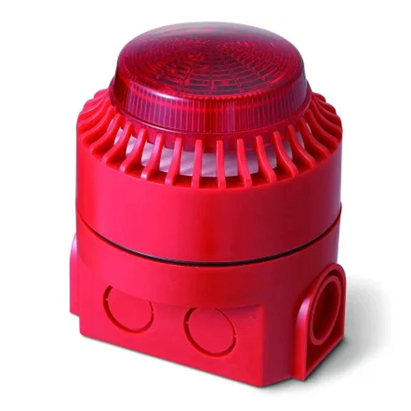 RS PRO звуковая и световая сигнализация, 24 V источник питания, 1 метр 114dB, IP44, красный 199-9772