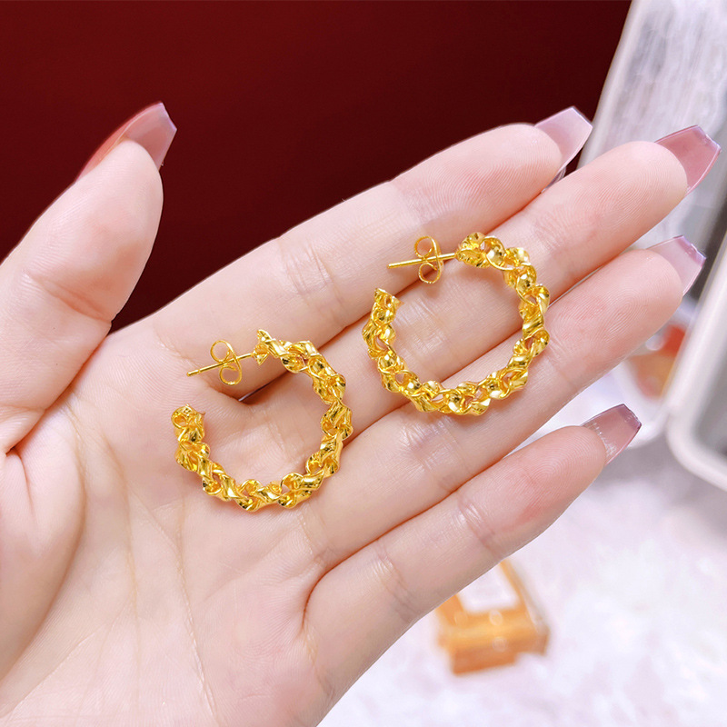 INS pendientes textura pendientes diseño versátil moda pendientes de mujer cuerda anudada diseño torcido suministro directo de fábrica