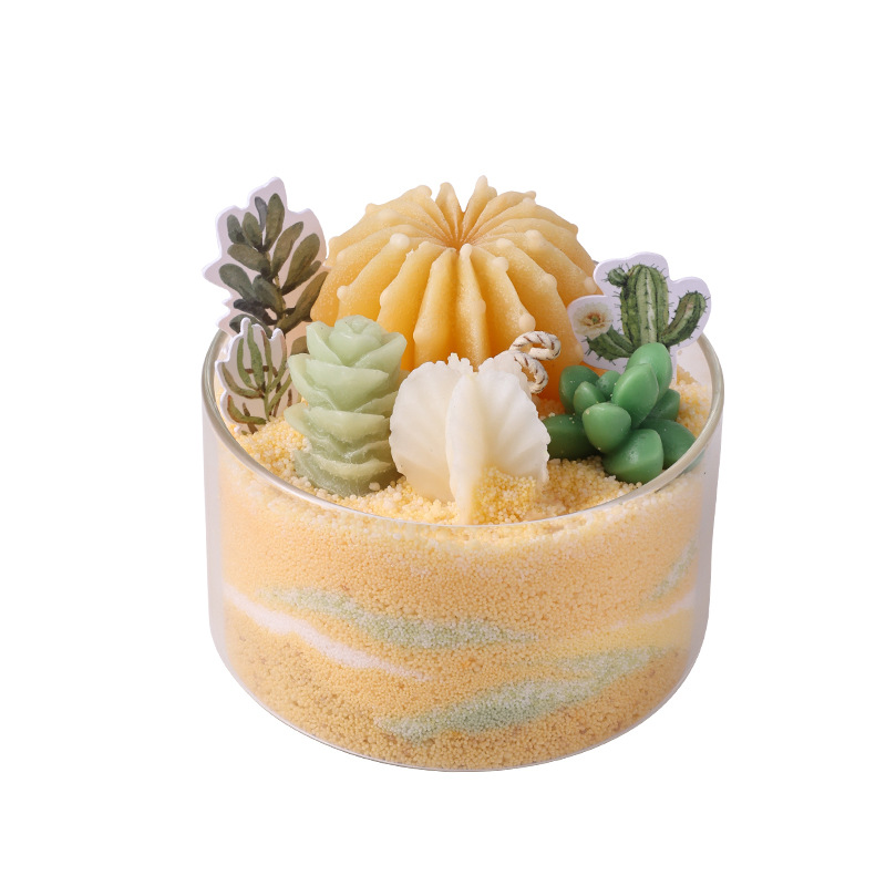 Serie de Velas Aromáticas de Suculentas DIY, Divertido Salón de Manualidades, Recuerdo con Forma de Cactus, Venta al por Mayor