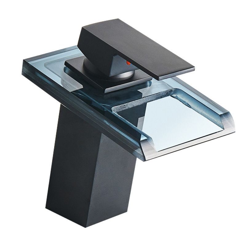 Led Stainless Steel Waterfall Black Bathroom Faucet Hydroelectric Intelligent Temperature Control Color-Changing Bathroom Basin Faucet