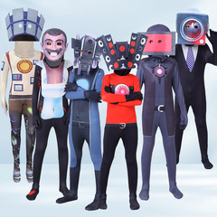 skibidi toilet緊身衣電視人連體衣cosplay服飾監控人vs馬桶人