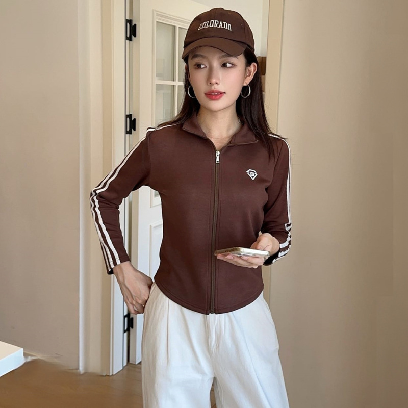 轻盈舒适~蓄暖保温百搭显瘦上衣女秋季设计感立领瑜伽外套F877|undefined