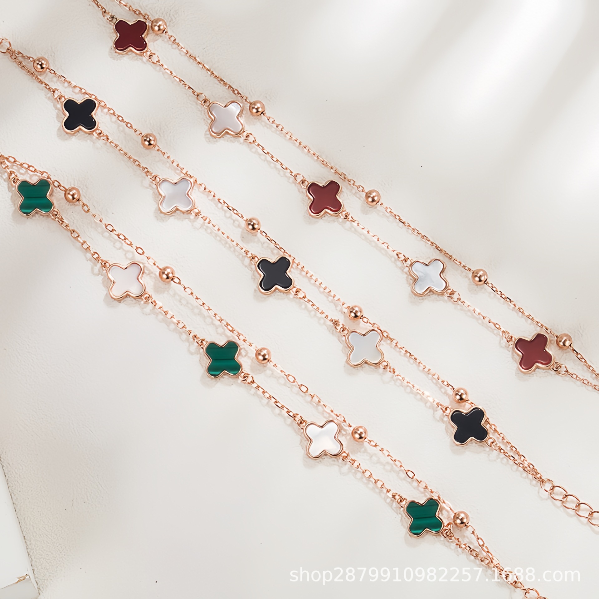 Four-leaf Clover Five-flower Bracelet for Women, Black Agate, Accessible Luxury, Niche, Versatile, Valentine's Day Birthday Gift for Besties and Girlfriends