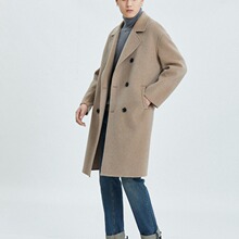 冬季双面羊绒大衣男西装领中长款双排扣落肩宽松羊毛呢子风衣外套