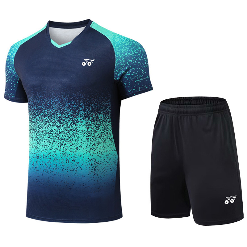 YY Badminton Clothing Quick-drying Short-sleeved suit Men's and Women's Sports Jersey Air Volleyball Breathable Competition Training Jersey Group Buying