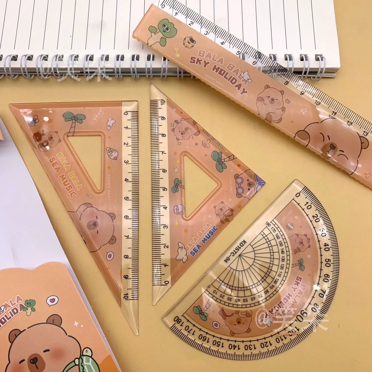 Cute cartoon ruler, creative set for students, stationery