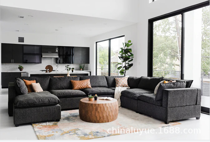 意式极简沙发现代简约轻奢客厅设计师北欧方块免洗布艺超软沙发