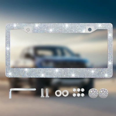 drill License Plate Frame, License plate holder/license plate holder - single-piece-in-silver