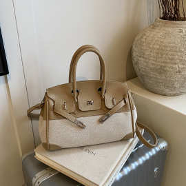 精美复古波士顿油蜡皮枕头包2025新款跨境通勤保龄球包手提单肩包