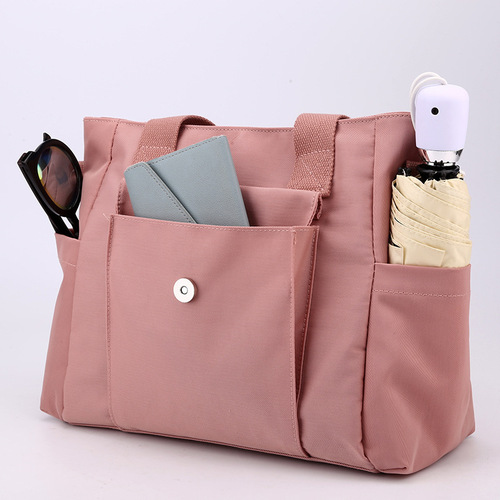 New casual bag for women, multi-laminated shoulder bag, large-capacity nylon handbag, student work commuting tote bag for women