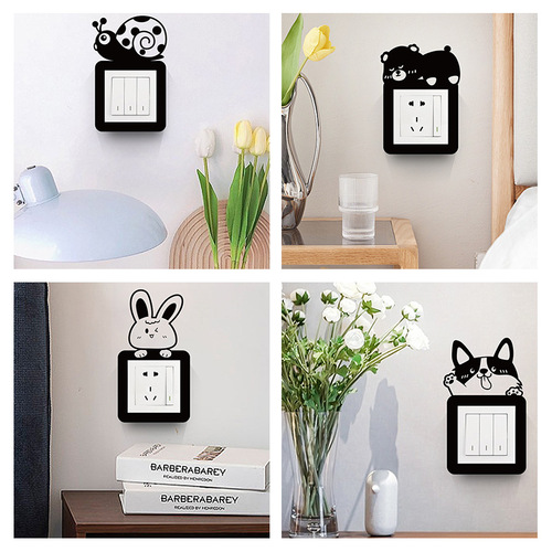 Lukang wall stickers home switch stickers socket beautification decorative painting stickers small animals cute girl giraffe corgi