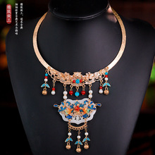 古风汉服明制璎珞项圈民族风项链百搭仿岫玉平安锁旗袍马面裙配饰