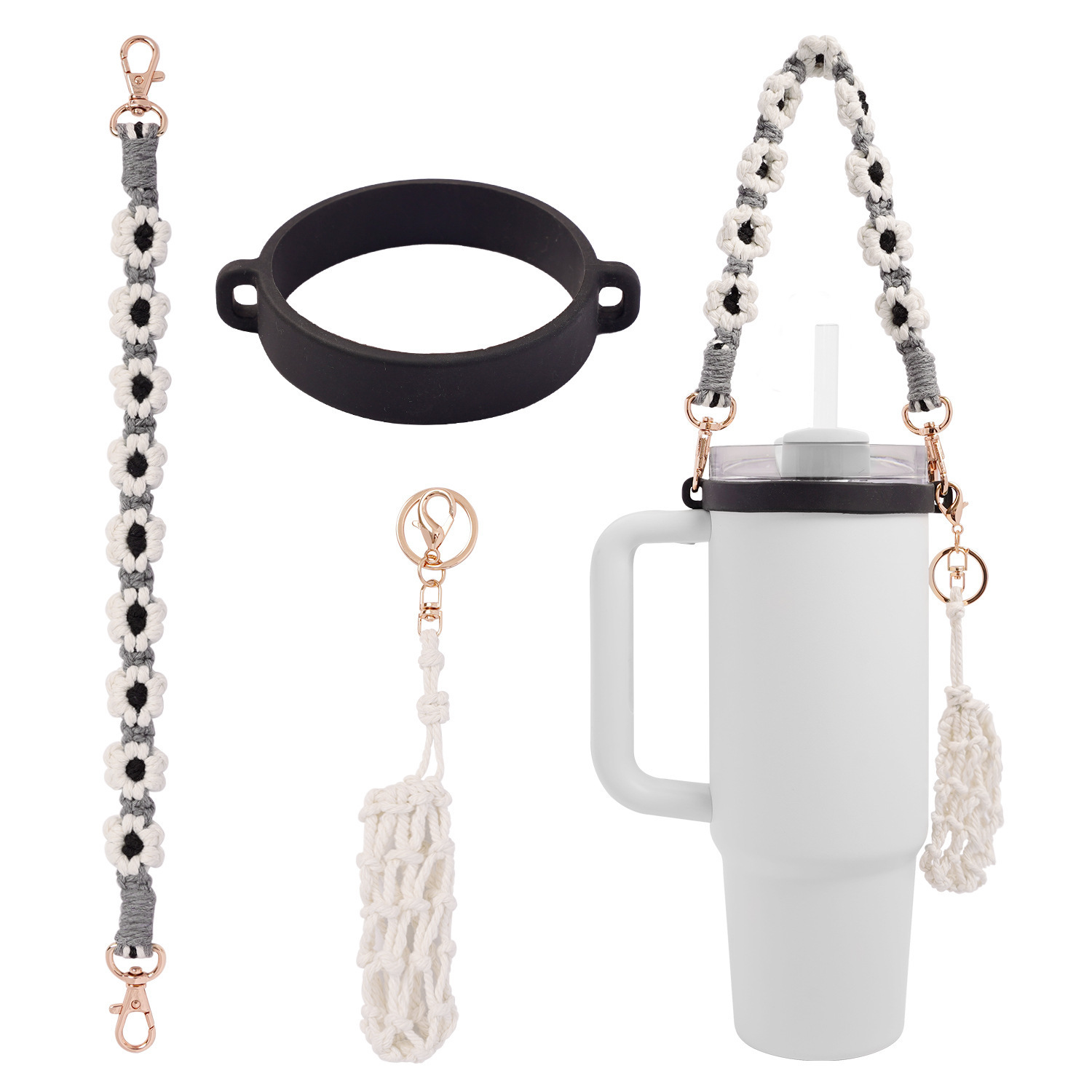 Amazon taza de agua portátil copa collar flores Stanley silicona Amazon explosión kettle cordón trenzado con colgante