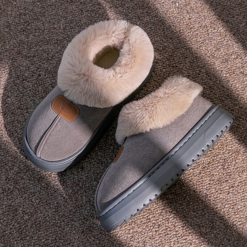 Bolsillo de colores zapatillas de algodón de invierno de otoño para mujeres zapatillas de algodón de peluche caseras cómodas zapatillas de calentamiento de pareja botas de nieve