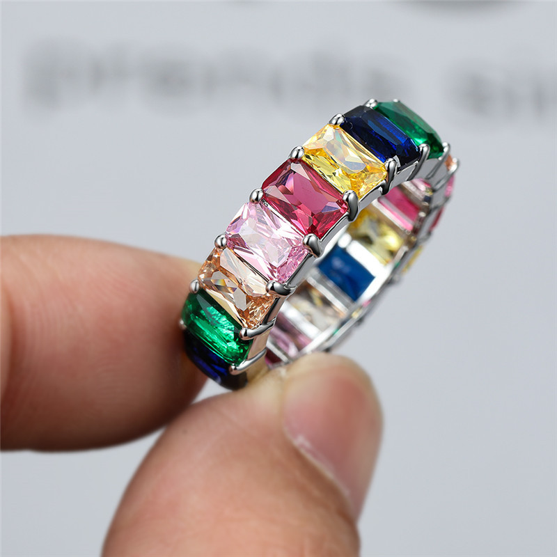 Retro Geometric Copper Plating Zircon Rings 1 Piece