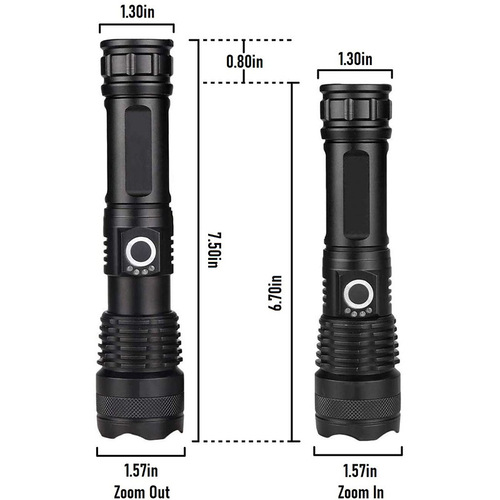 Factory wholesale cross-border P50 strong light flashlight aluminum alloy outdoor fishing light rechargeable zoom USB flashlight