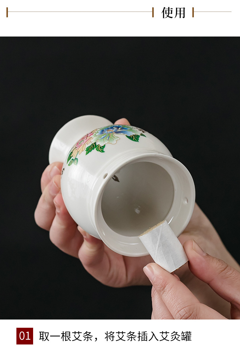 Ceramic Moxibustion Jar with Double Layer Heat Protection 4 in 1 Gua Sha Cup Massage Warmer for Home Use key features