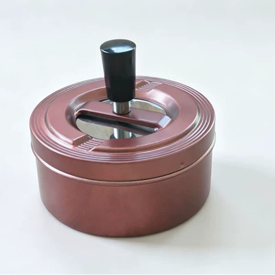 Cross-Border Car-Mounted Press-And-Rotate Automatic Cleaning Metal Ashtray, Sealed Household Large-Capacity Ashtray (Car ashtray)