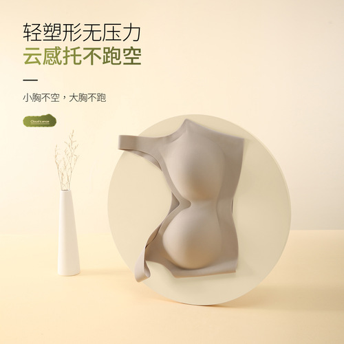 Full-cup, wire-free underwear for women, naked, seamless, comfortable, push-up, anti-expansion, anti-sagging, simple bra