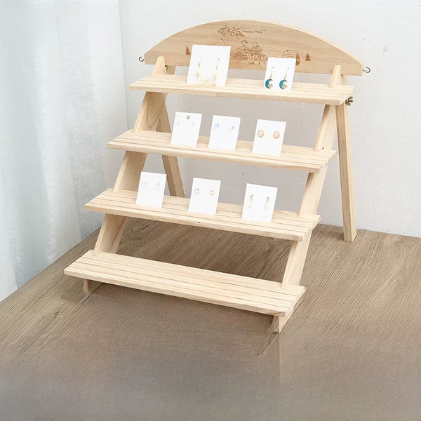 Wooden Storage Rack Household Jewelry Display Rack Desktop Jewelry Arrangement Rack Four-layer Shelf