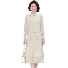 妈妈夏装2025新款雪纺连衣裙中老年夏季气质裙子女装时尚两件套装