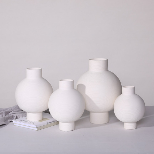 Ins style Nordic white ceramic vase decoration living room flower arrangement dry flower simulation flower vase creative desktop decoration