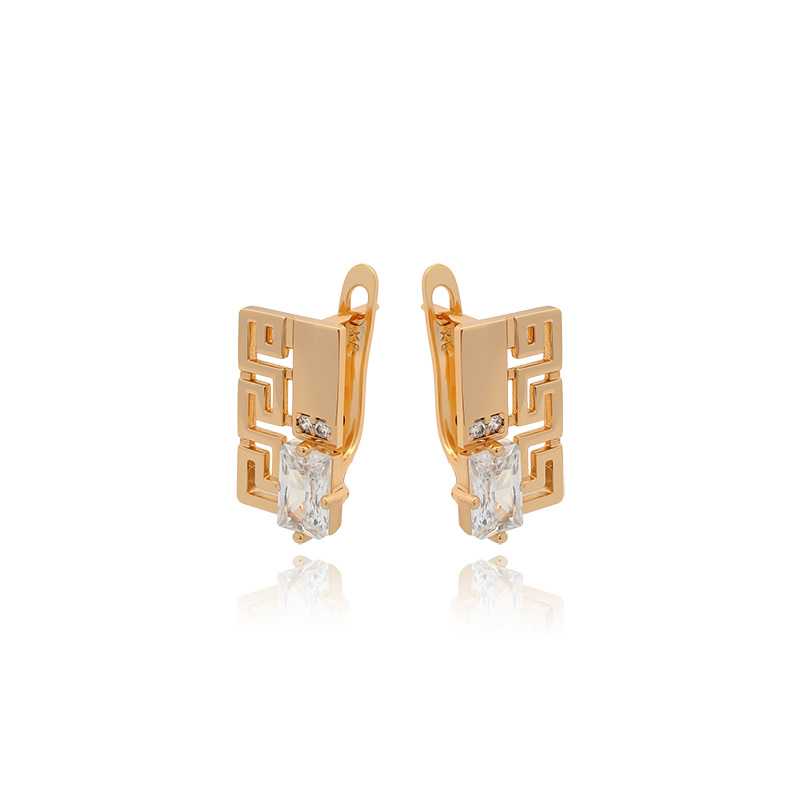 Xuping estilo ruso orejetas de aleación de cobre chapado 18k simple estilo retrógrado muralla pendientes de orejas para mujeres