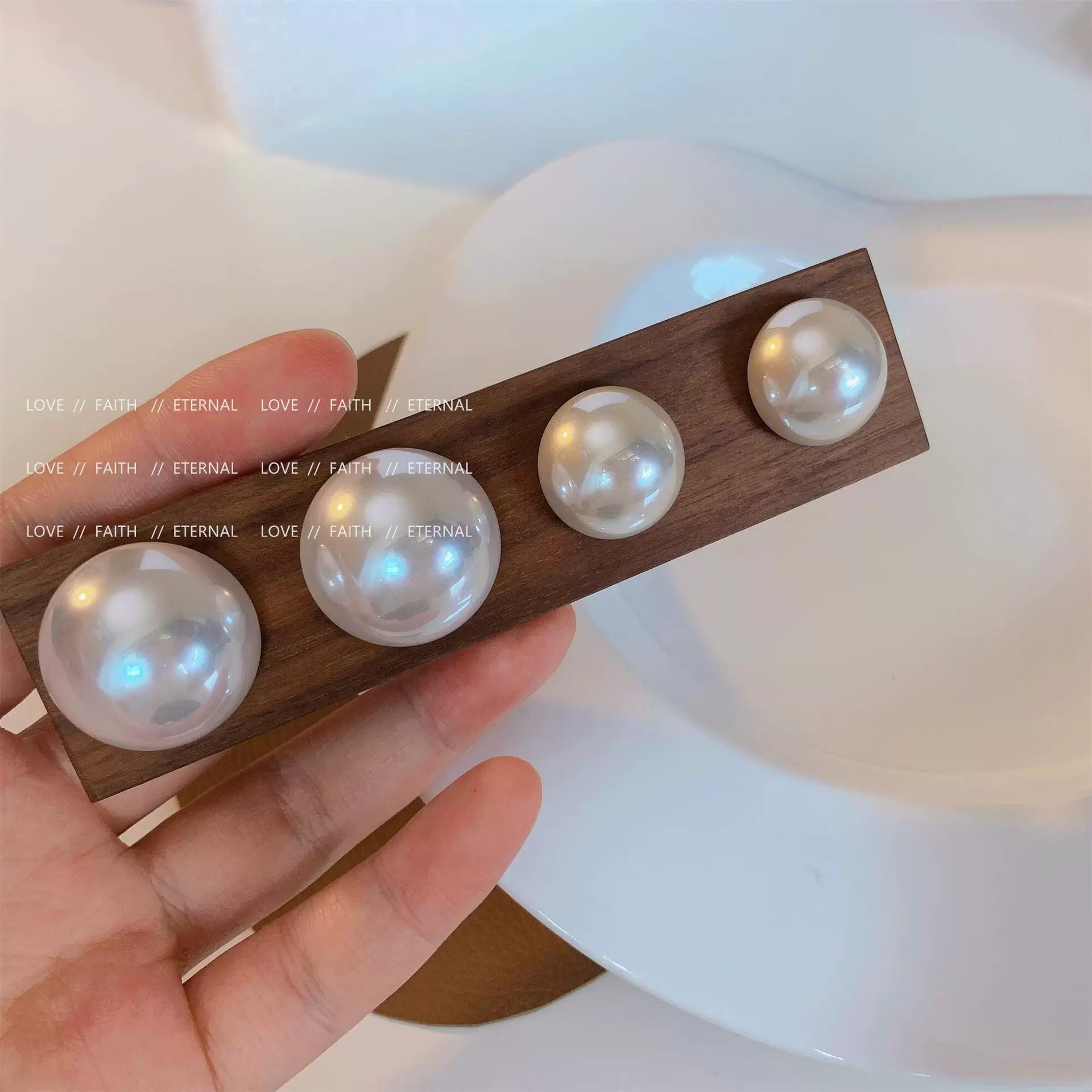 复古气质超大颗馒头珍珠耳钉女S925银针高级感ins冷淡风夸张耳饰