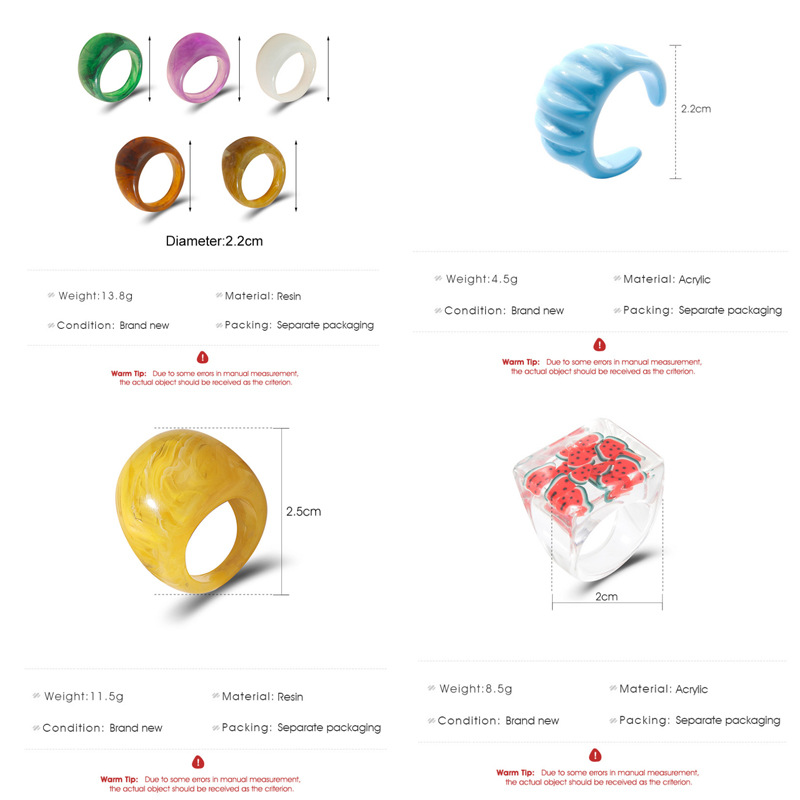 أزياء شفافة الراتنج القلب فراشة الاكريليك متعدد الألوان هندسية حلقة الجملة Nihaojewelry display picture 1
