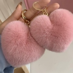 可愛網紅同款獺兔毛心形掛件皮草鑰匙扣汽車包包掛飾真毛愛心禮物