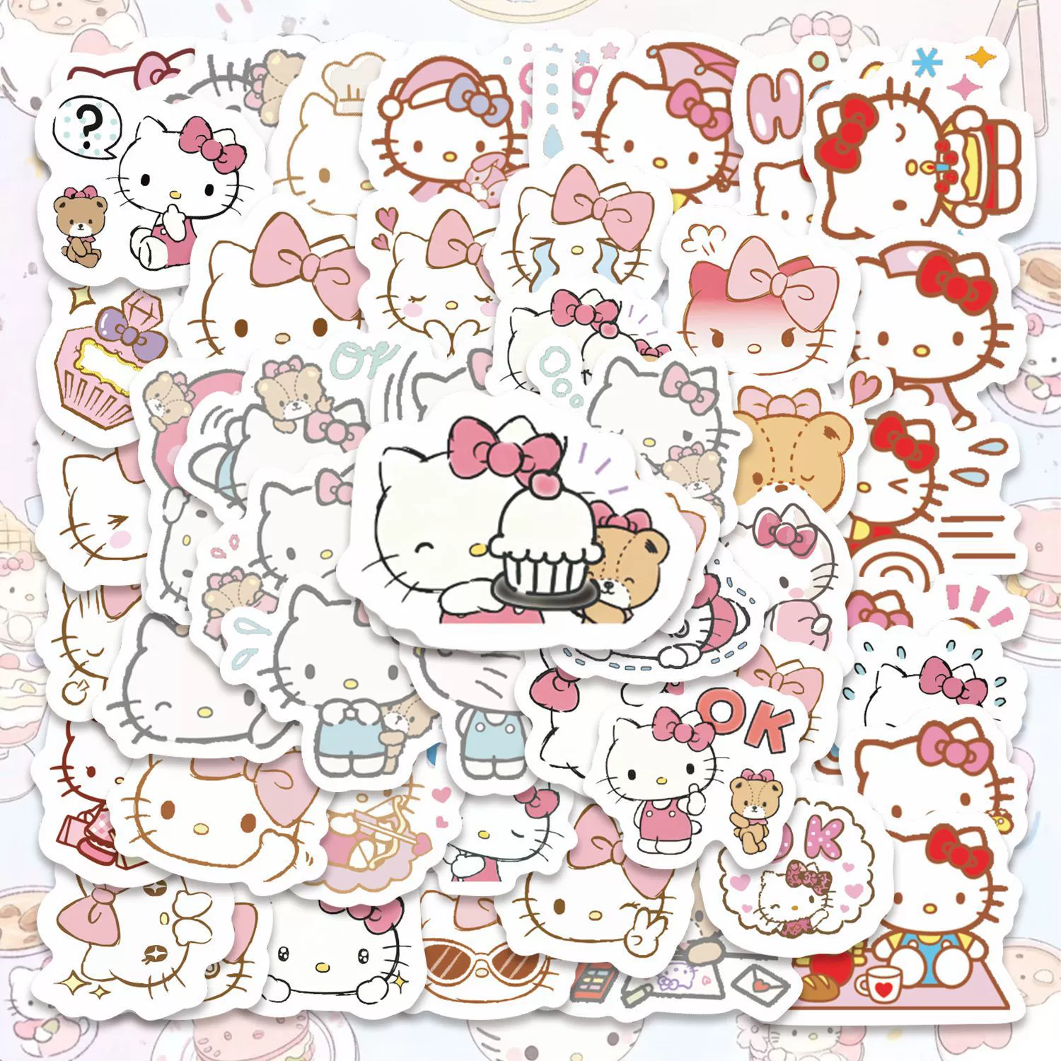 Наклейки Hello Kitty, декоративный набор для скейтборда, чемоданов, канцелярии и ногтей