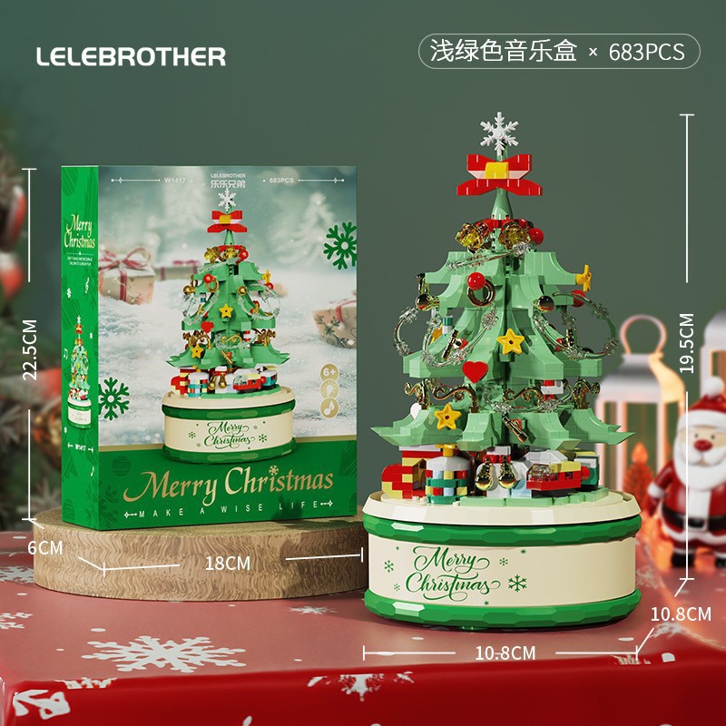 Árbol de Navidad transfronterizo tren viejo ensamblaje adornos de bloques de construcción juguetes de puzzle niños regalos de Navidad