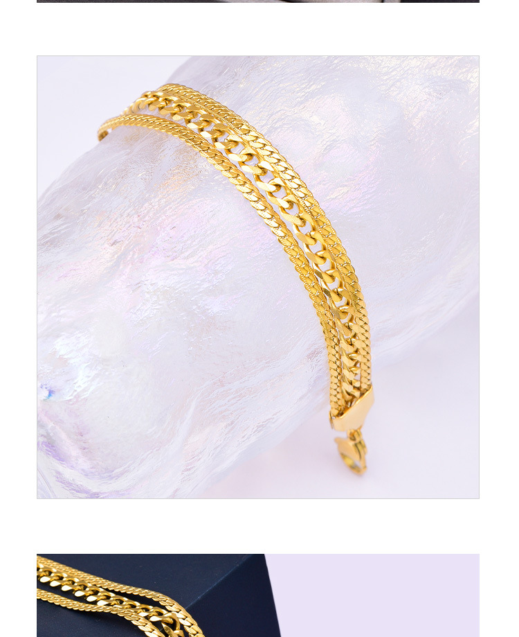 17g Weight Vacuum Plating Gold Plating Process Fashion Solid Color 304 Stainless Steel 18K Gold Plated Stainless Steel Bracelets In Bulk