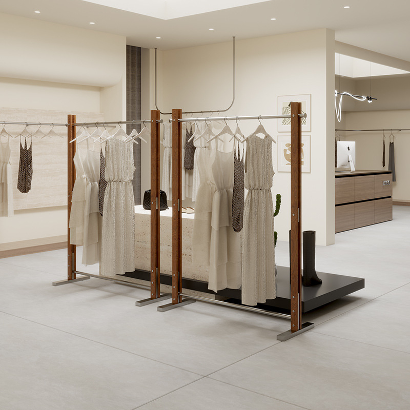 Korean Style Clothing Store Display Rack Floor-to-Floor Nakajima Rack Antique Clothing Rack Display Rack Women's Clothing Store Hanger