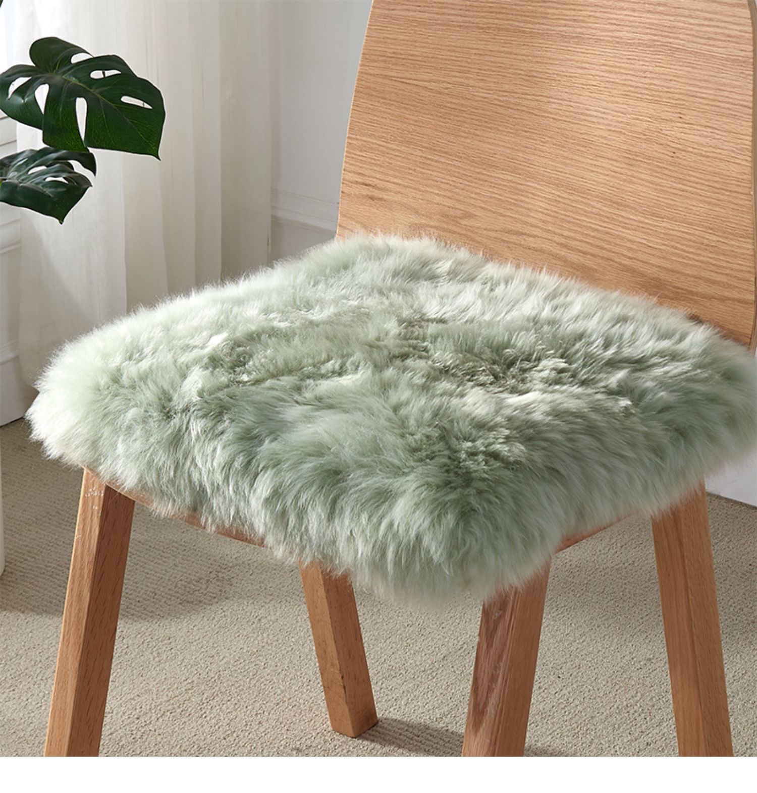 Aozun Pure Wool Chair Cushion, Thickened Plush Seat Cushion, Simple and Warm Sofa Chair Pad, Wool Pad, Genuine Sheepskin Cushion