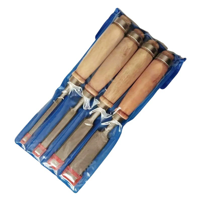 Деревообрабатывающий инструмент гравировальный нож чугунная деревянная ручка 4PC деревянный набор корневой резьбы по дереву плоский наряд