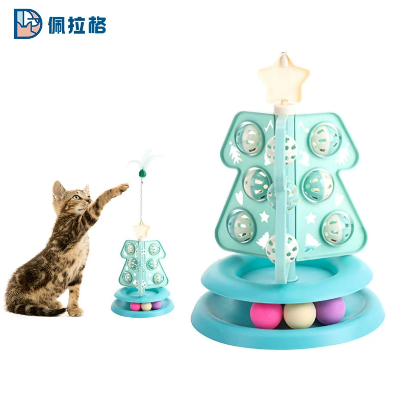 Трансграничные домашние животные рождественская елка дорожка игрушка кот из привет игрушка поворотный стол игрушка с перьями