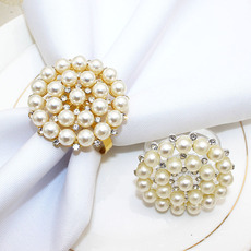 酒店餐具珍珠花餐巾扣镶钻餐巾环餐巾圈合金口布环厂家批发