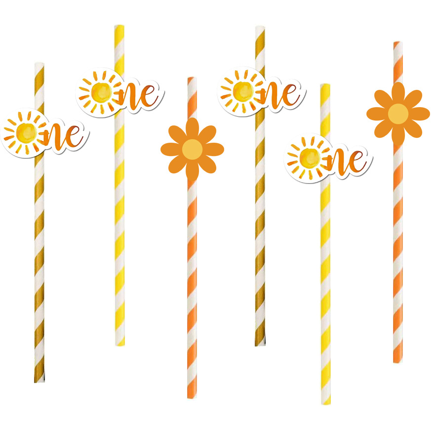 Fiesta de cumpleaños transfronteriza suministros creativos de papel desechable degradación de la paja del sol una torta de paja decoración para hornear