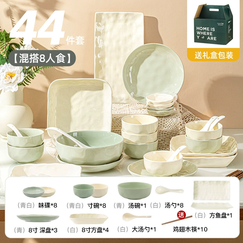 Sensual bowl set household bowl 2024 new ceramic bowl combination chopsticks move underglaze colored cream tableware