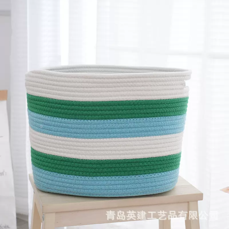 小清新大容量手提棉绳编织收纳筐 客厅杂物宝宝衣物玩具收纳筐