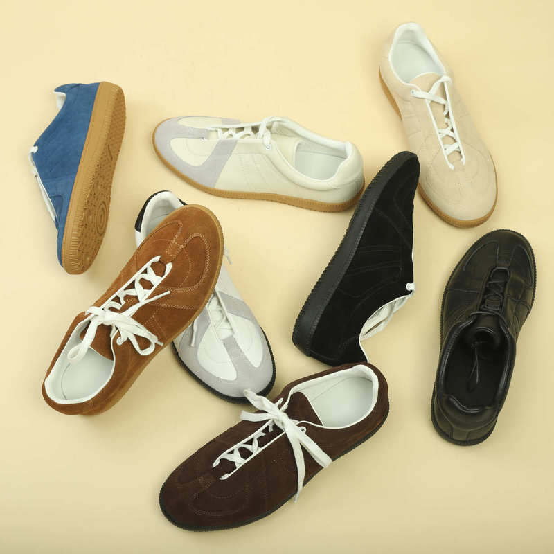New Original Niche Men's Flat Casual Lace-Up Sneakers Genuine Leather Versatile Training Shoes
