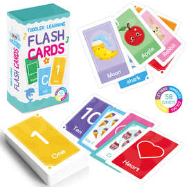 跨境儿童英语教具Flash Cards单词形状颜色数字英文字母认知卡片