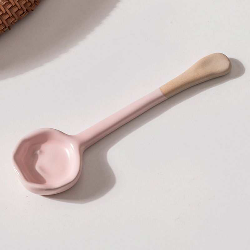 Japanese Ceramic Coffee Scoop With Long Handle Heat Resistant_voghion.com