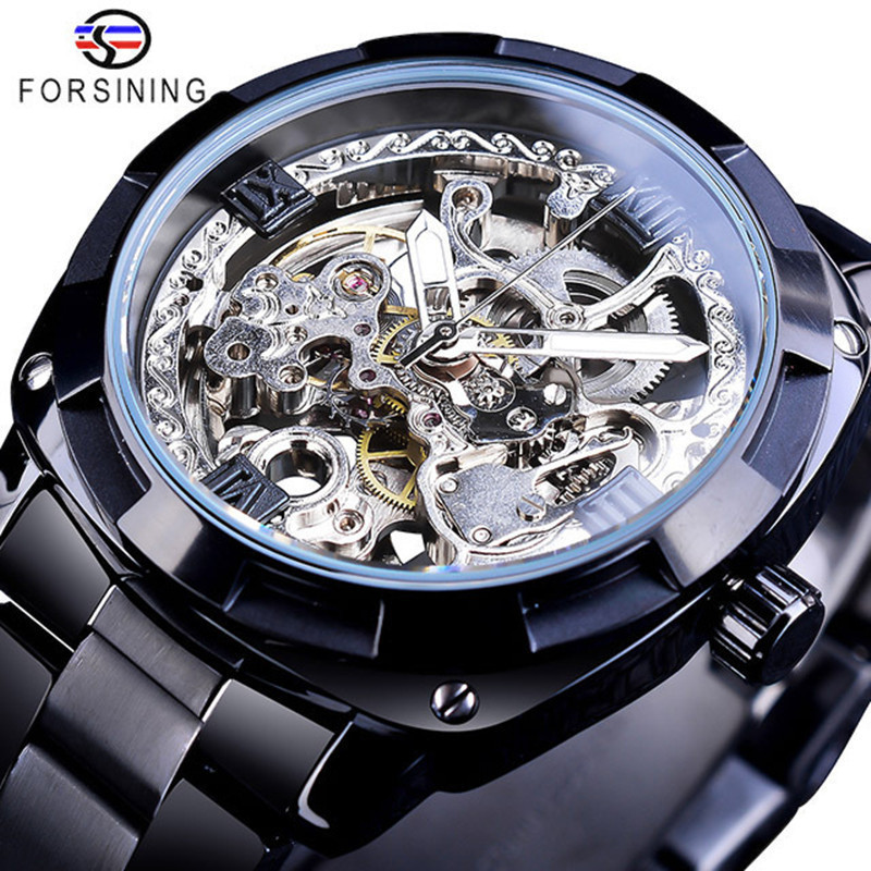 Entrega de una pieza Forsining reloj mecánico automático casual reloj de hombre hueco reloj de hombre reloj mecánico automático