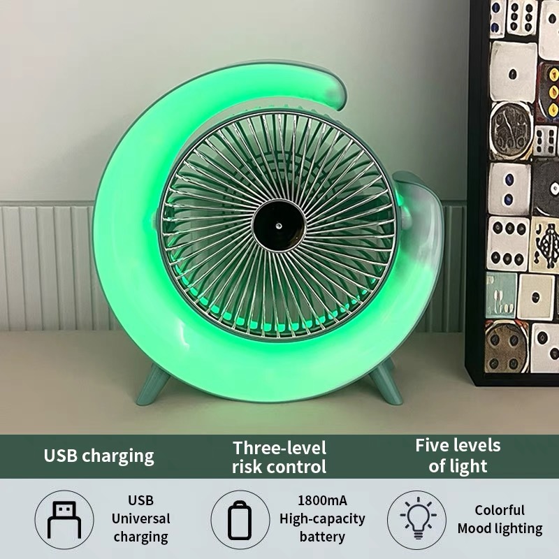 Transfronterizo red roja color hippie linterna ventilador de escritorio ventilador de mesa de carga USB dormitorio de oficina ventilador de circulación de aire